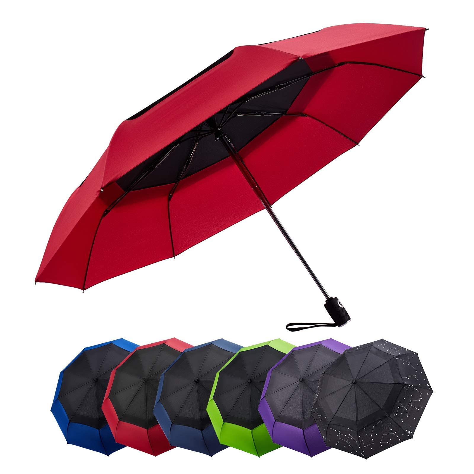 ElifeAcc Umbrella Windproof Automatic Travel Umbrellas with Anti-UV Waterproof Windproof Straight Umbrella for Car Rain Outdoor Use