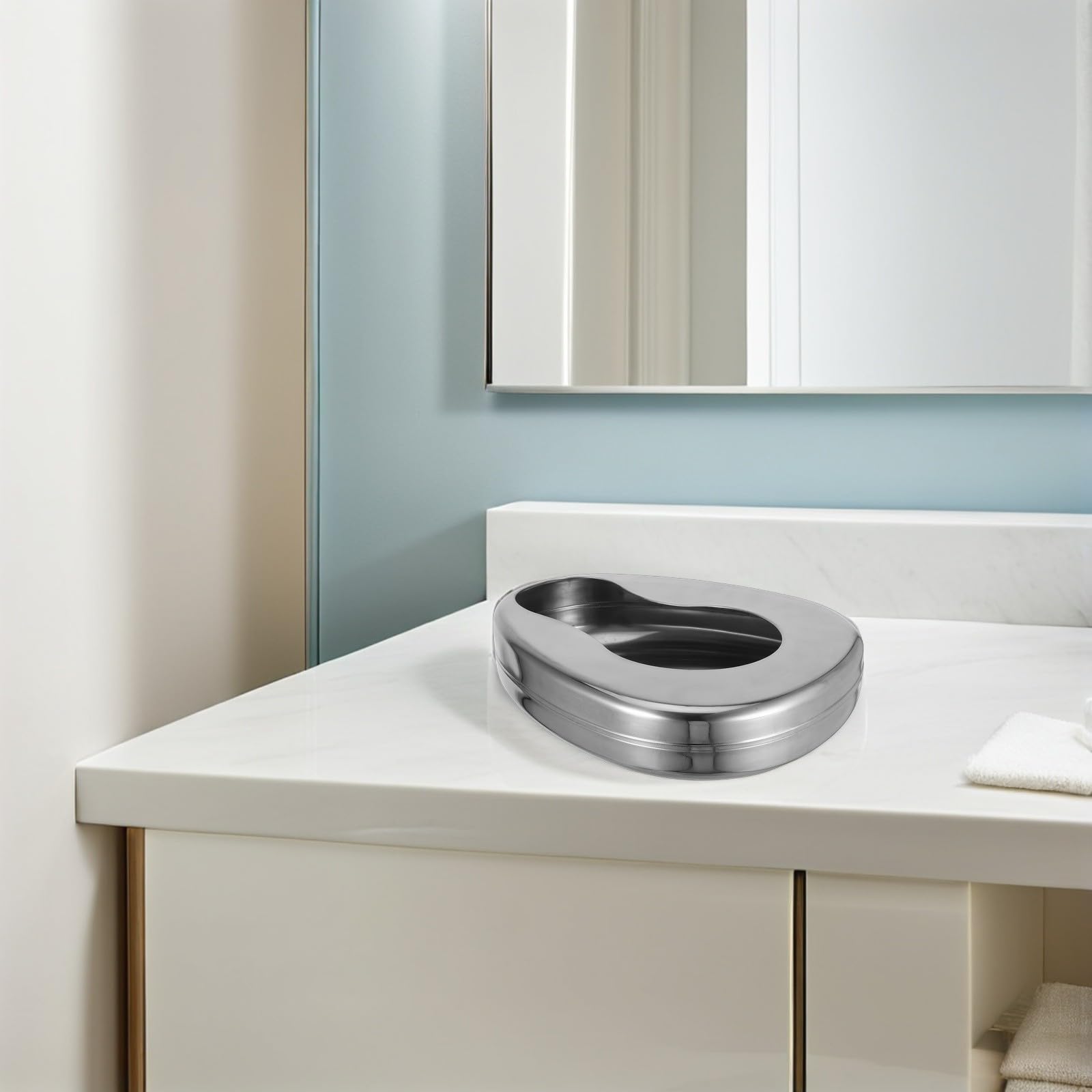 POPETPOP 2 Pezzi Padella per Letto in Acciaio Inossidabile per Anziani Allettati Design Compatto e Antigoccia, per Assistenza Domiciliare e Reparti Ospedalieri