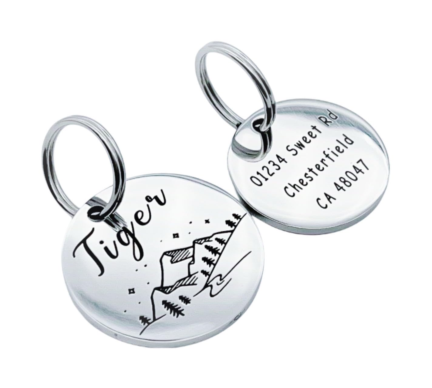 Pet ID Tag Custom for Dog Cat Personalized | Many design to Choose | Up to 4 Lines of Text on the Back | Made in USA |