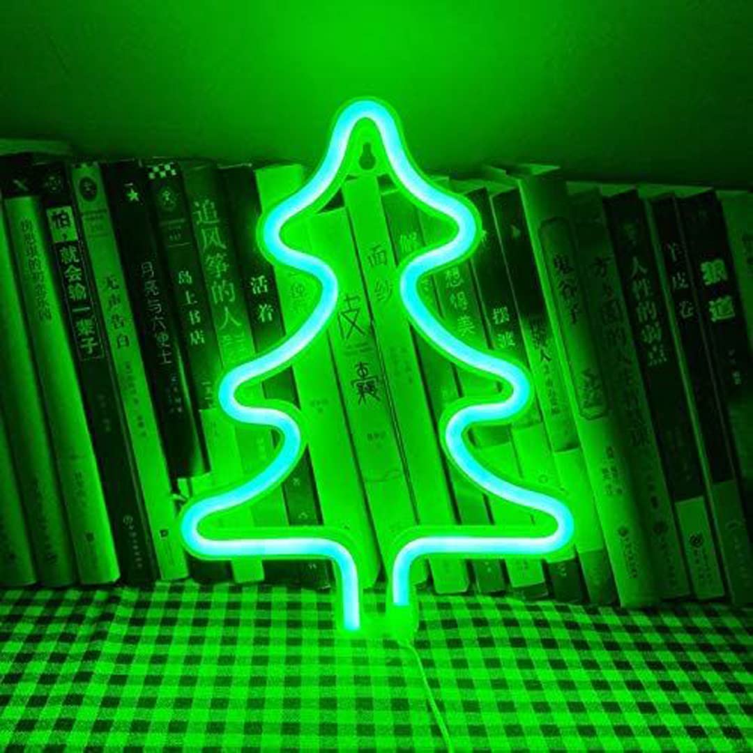 Hanture Xmas Tree Sign Neon, Festival LED Neon Light Wall Decor Art Neon Sign Light for Home Decoration,Bedroom, Lounge, Office, Wedding, Christmas, Valentine’s Day Party 13 x 20 Inch (Green) 1