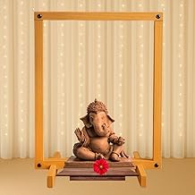 SATYAM KRAFT 1 Piece Foldable Folding Wooden Makhar Mandap for Ganpati Decoration Setup for Home DIY Pandal Decoration Backdrop Stand, Idol Pooja Decoration for Ganesh Chaturthi Festival Decor
