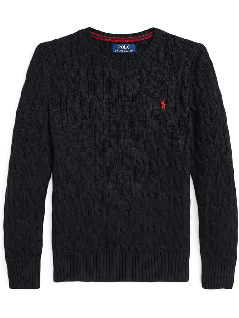 Black Polo Ralph Lauren Cable-Knit Cotton Sweater (Big Kids)