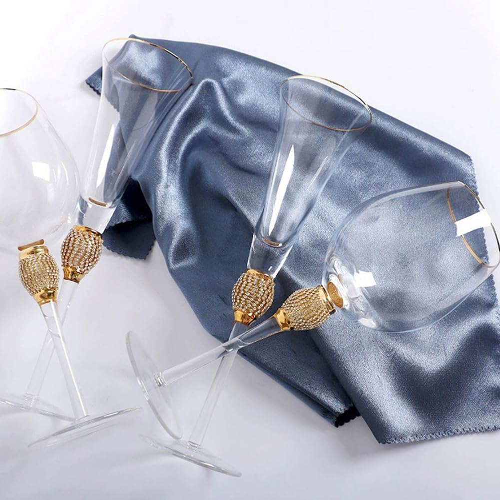 ISTOVO Set di 2 Calici da Vino con Finitura e Decorazioni In Diamante, Eleganti Flauti da Champagne con Stelo Lungo, Bicchieri da Cocktail, Regalo 2 Pezzi.