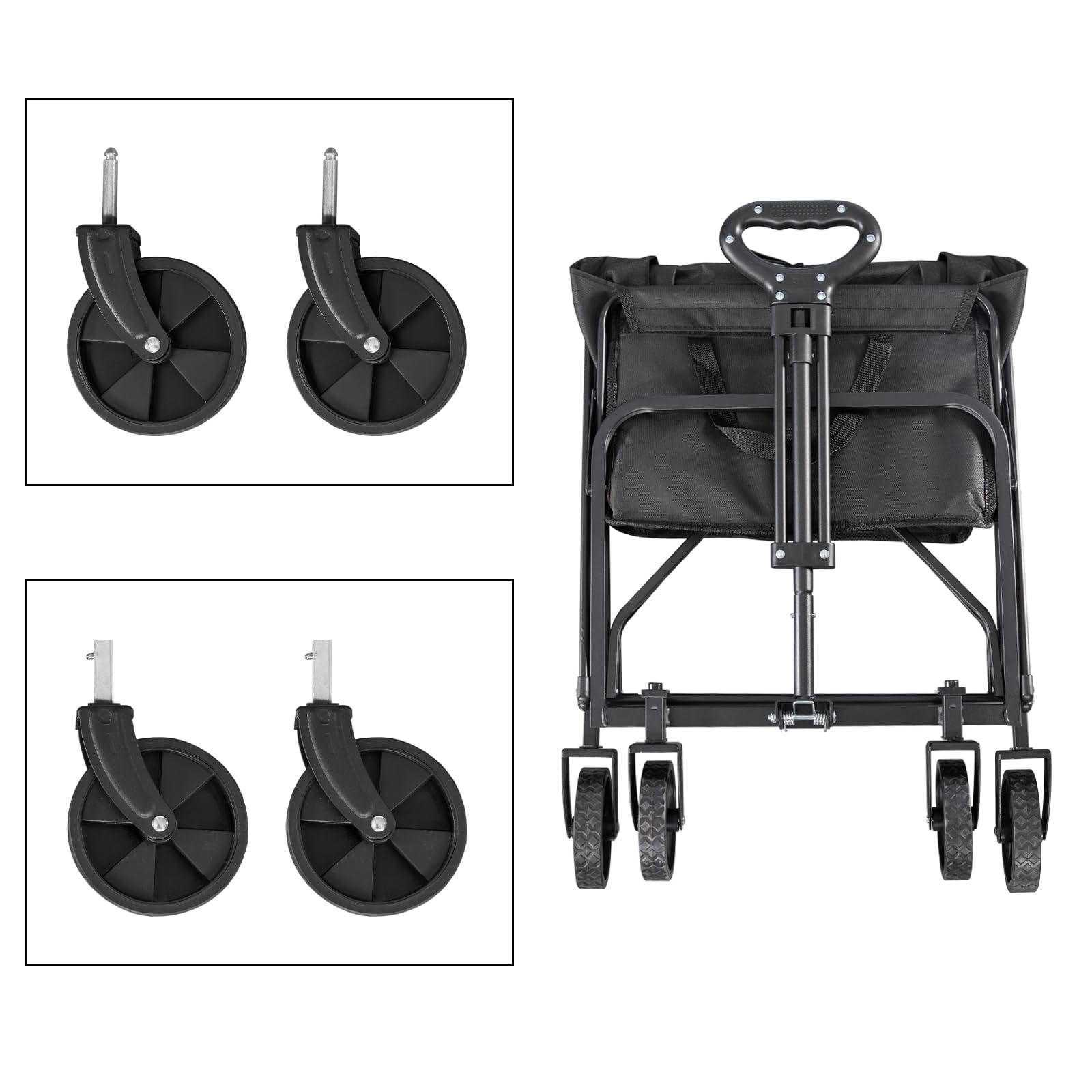Angel Living Bollerwagen Faltbar 200L mit Tragkraft bis 100KG, Handwagen Klappbar, Faltbarer Campingwagen mit Höhenverstellbarem Griff, Leicht und Platzsparend, Stabil, 600D Oxford-Gewebe, Schwarz