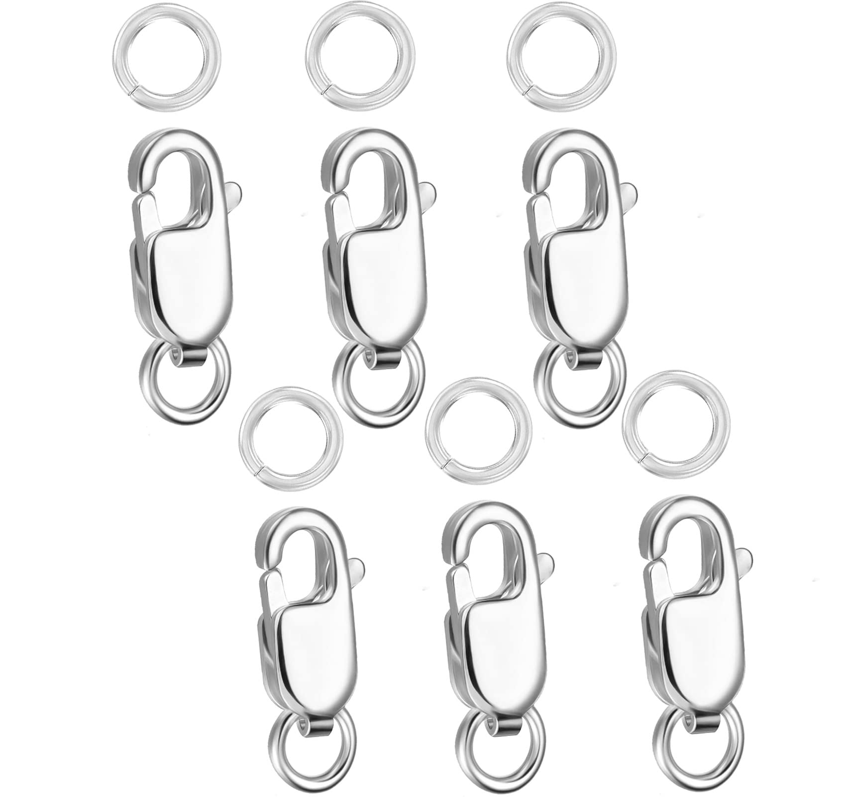 kcctooKcctoo Silver Lobster Claw Clasp with Closed Jump Rings 14K Gold Necklace Clasps and Closures for Jewelry Making, Made in Italy 12mm(0.47inch)