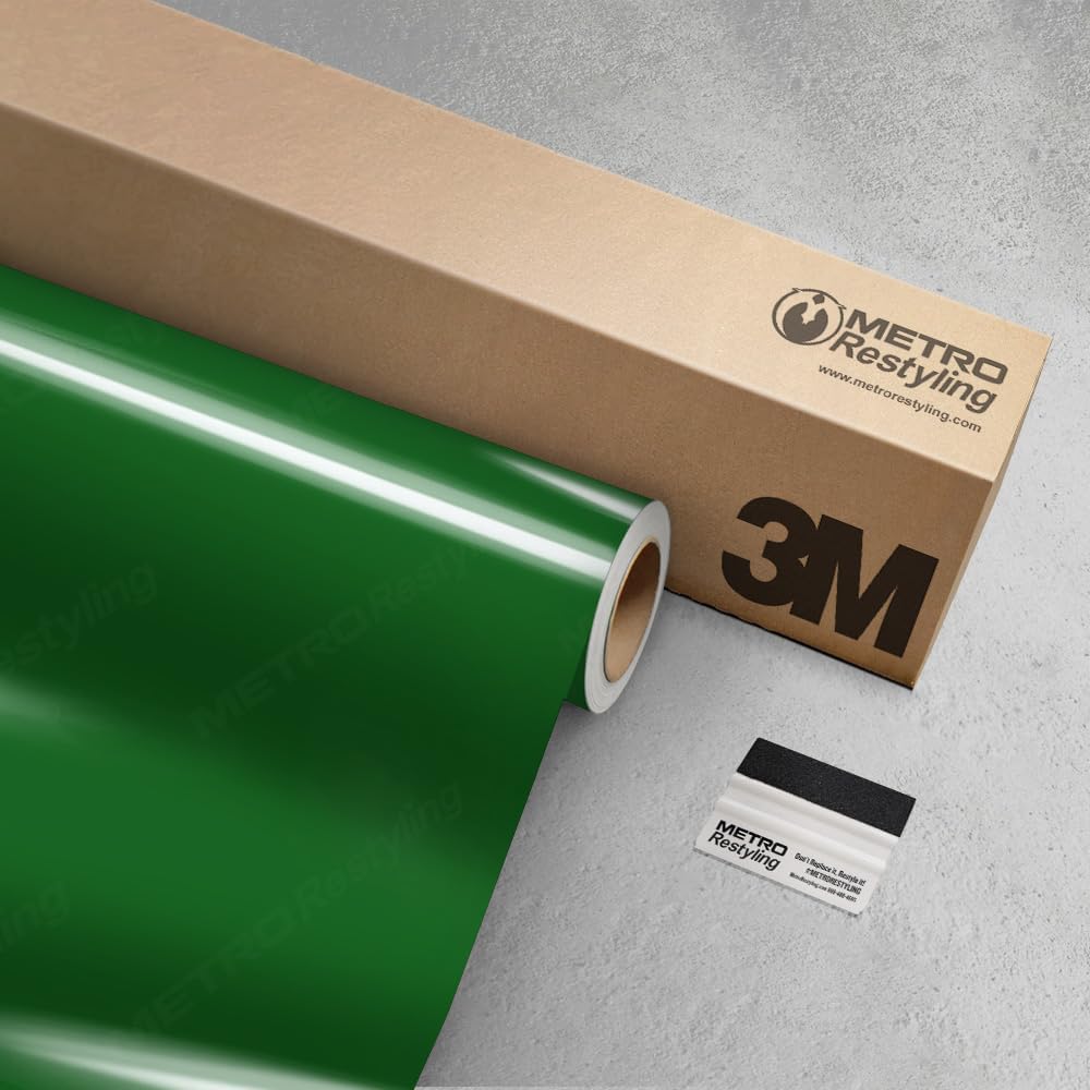 3M 2080 High Gloss Green Envy Vinyl Wrap 5ft x 1ft w/Metro Restyling Squeegee | HG336