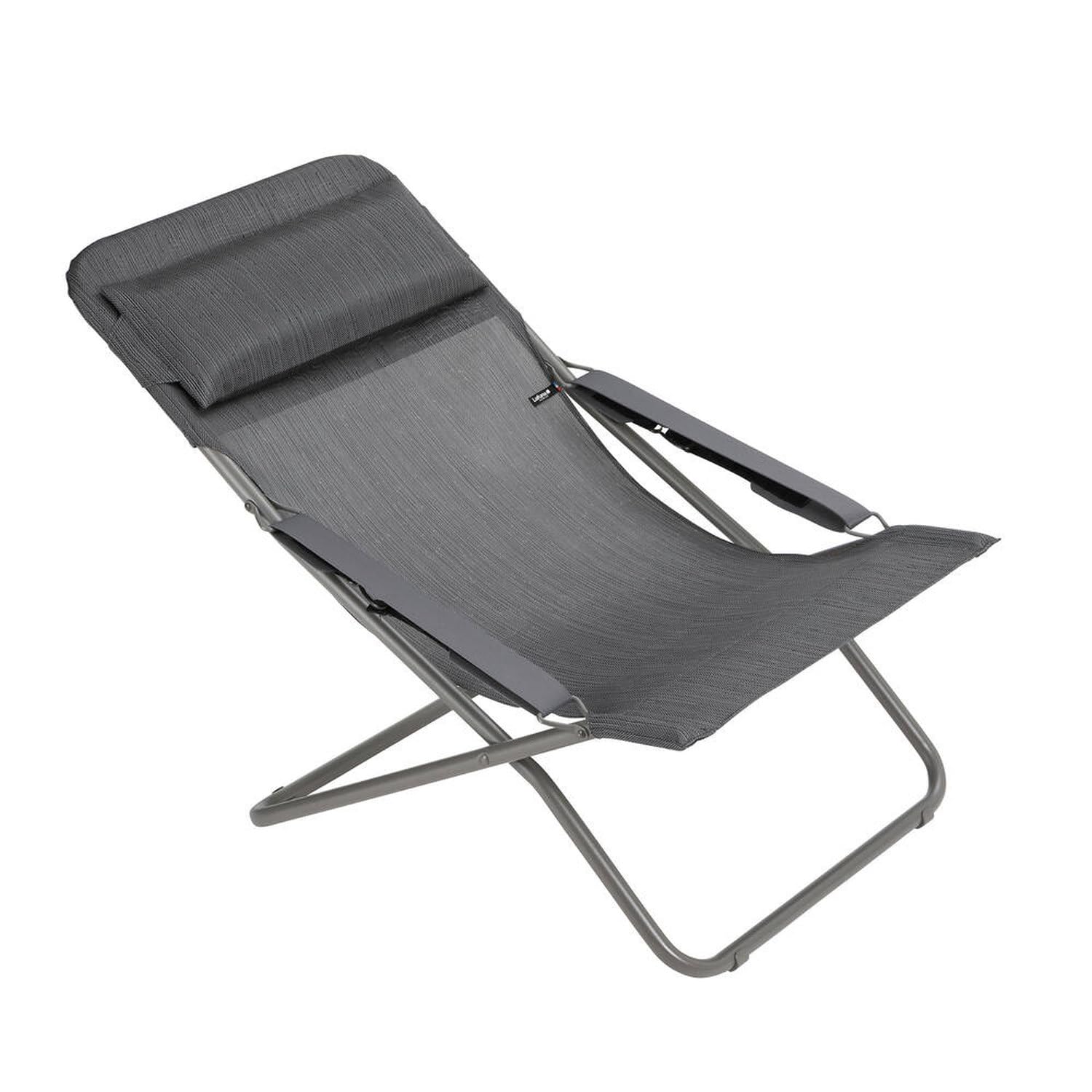 Lafuma Tumbona de jardín plegable Multiposición Transabed Batyline® Duo (Gris Obsidian)