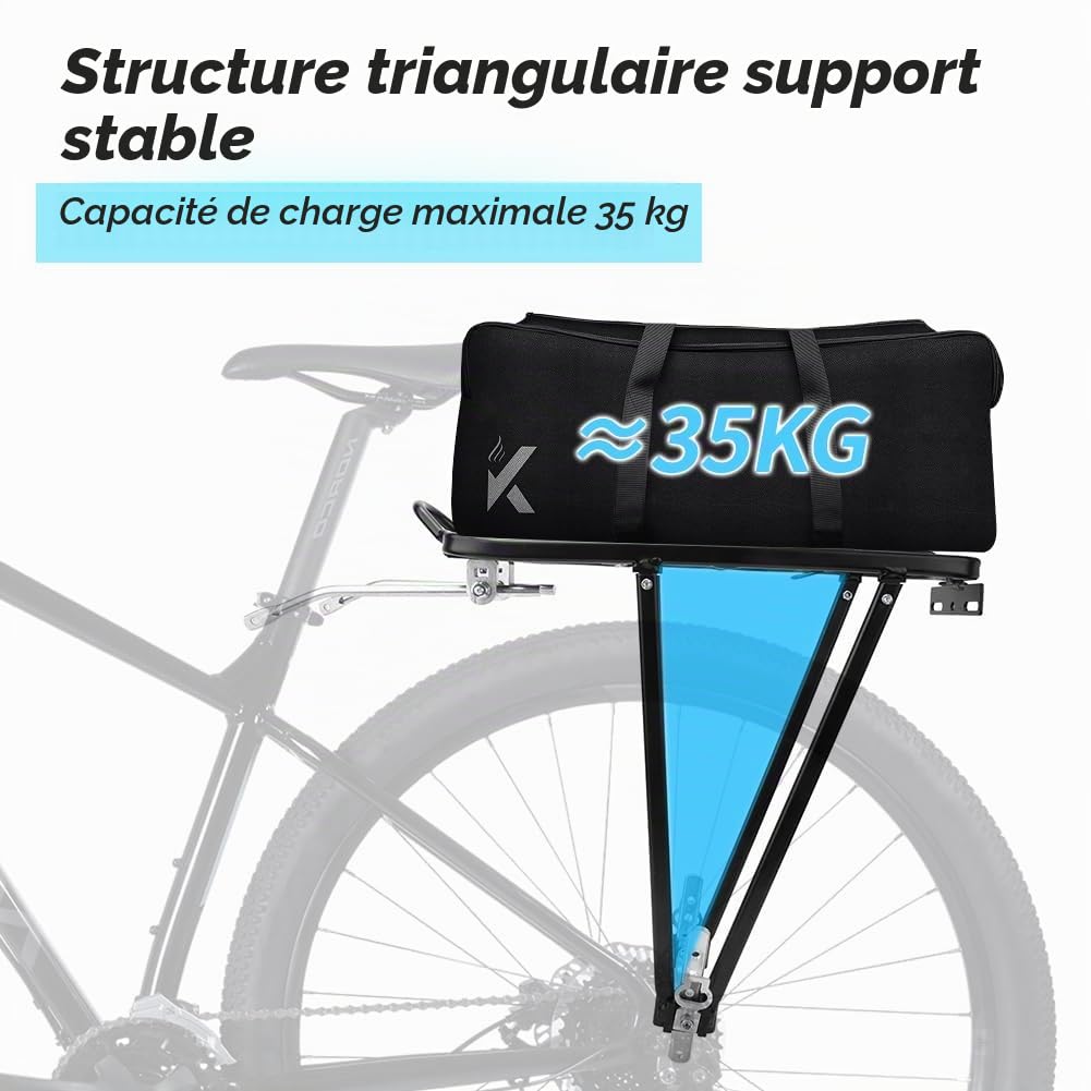 Ejoyous Porte-Bagages Arrière de Vélo, Porte-Bagages de VTT en Alliage D'aluminium Noir, Installation Rapide, pour Vélos de 24 à 28 Pouces, capacité 35 kg