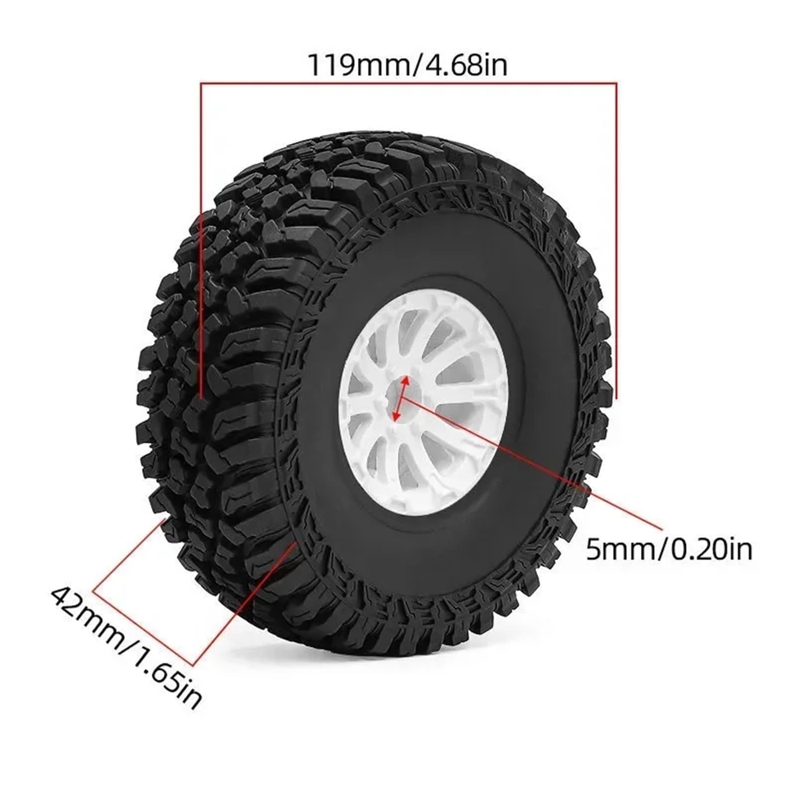Per Axial Per SCX10 90046 Per TRX4 Per Redcat Gen8 1/10 119 MILLIMETRI 1.9 Pollici In Gomma Roccia Pneumatici Delle Ruote Salita RC Crawler Parti Automobili Parti per auto RC