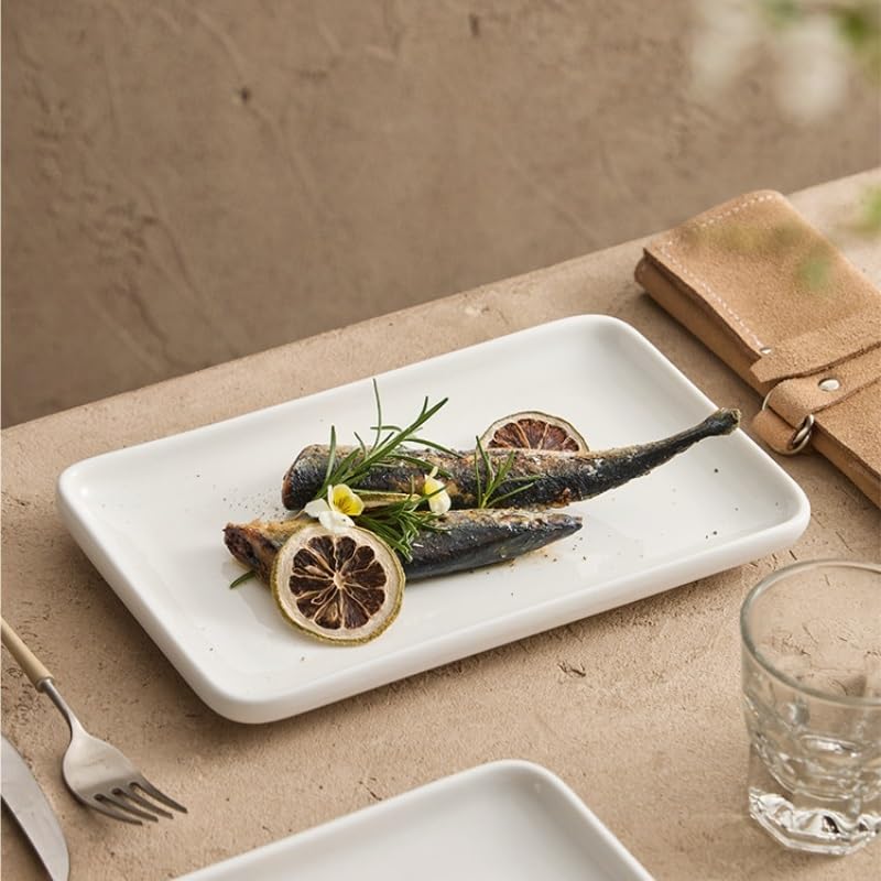 Platos de Cena Plato de Carne de cerámica for el hogar, Plato de Cena Occidental, Plato Rectangular de cerámica Creativo Platos de Pasta(S)
