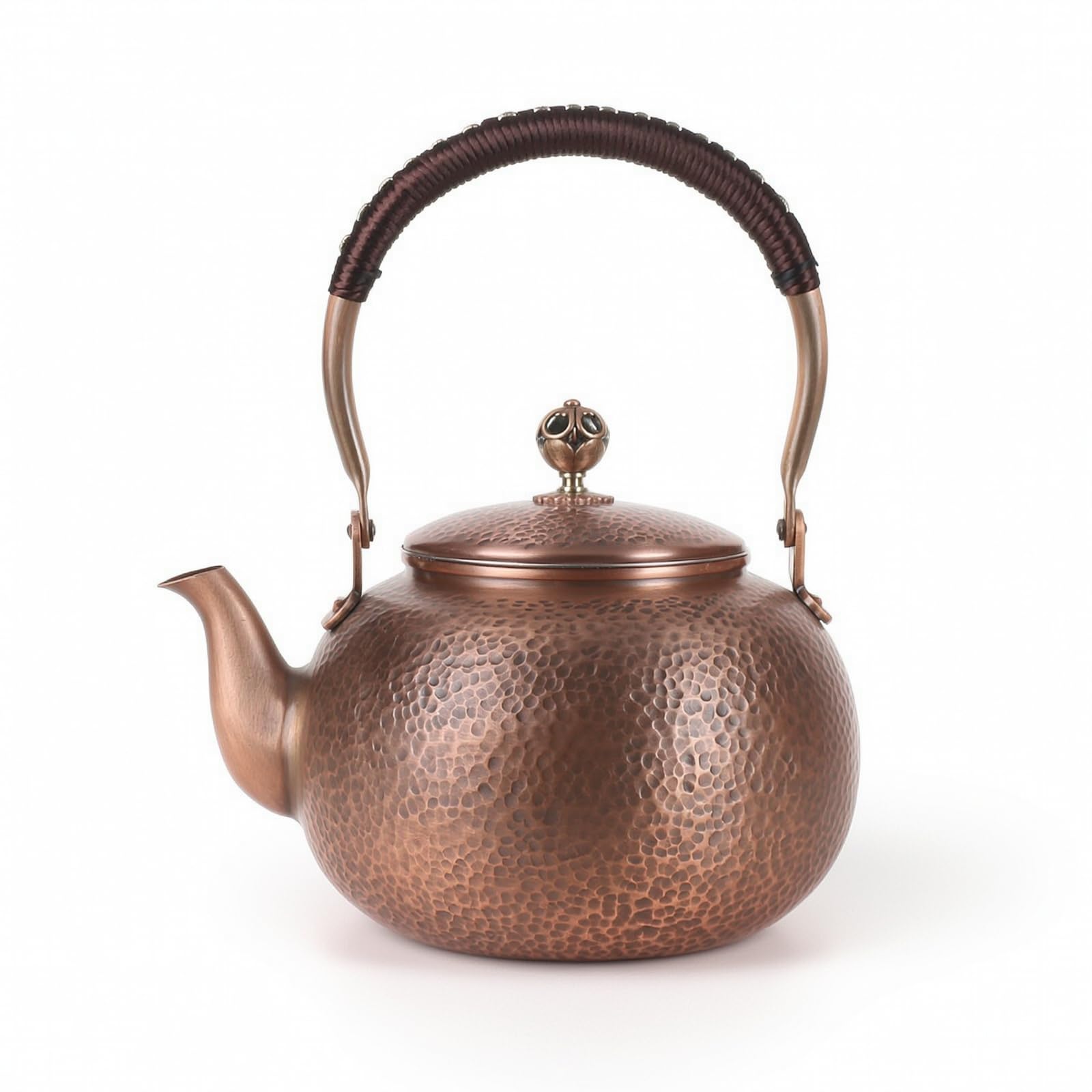 Baoblaze Bouilloire en Cuivre Traditionnelle avec Poignee Ergonomique et Bec Verseur pour Faire Bouillir l'Eau The et Cafe Style Classique, 1600 Ml, Marteau 4
