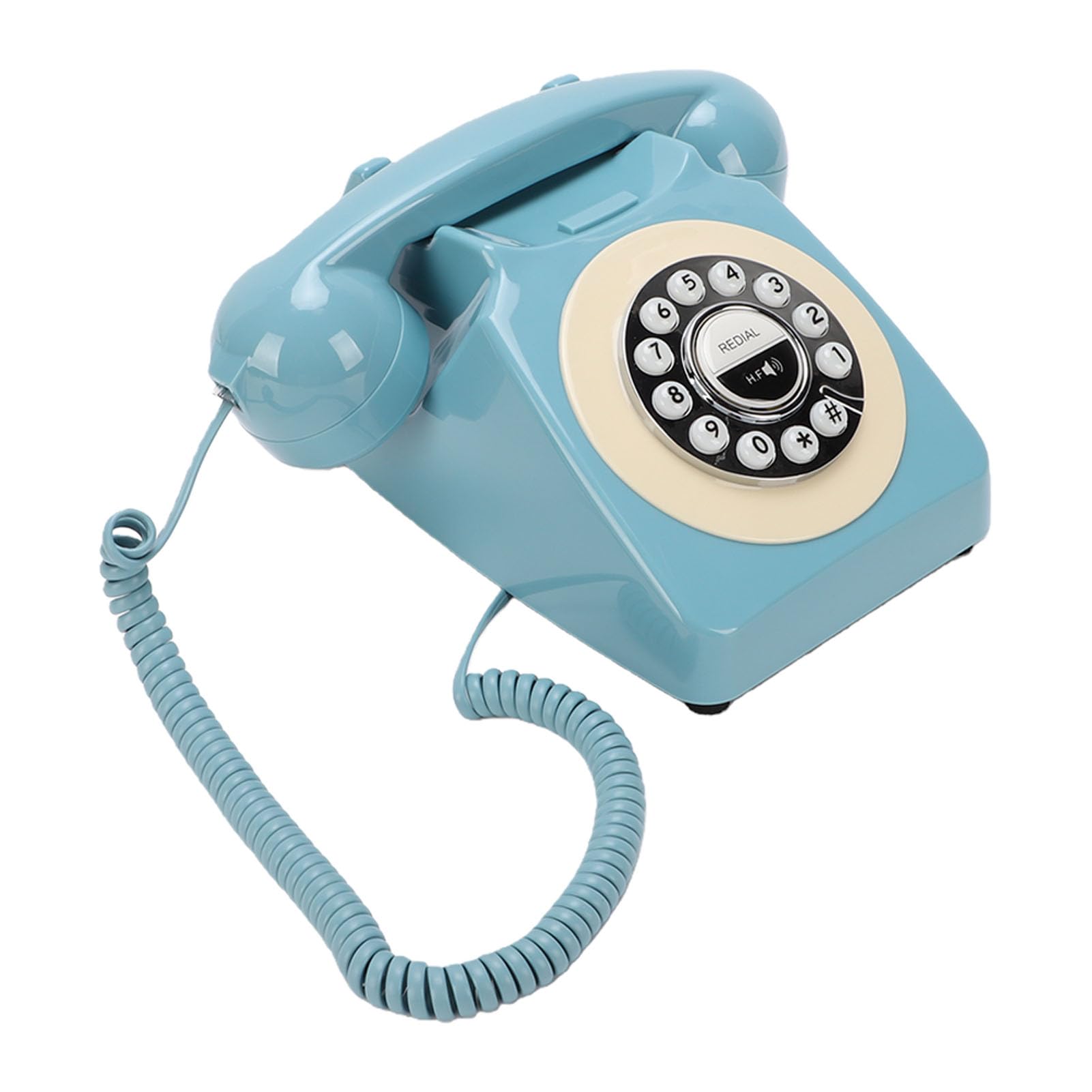Garsent Teléfono Bluetooth Retro, Teléfono Fijo Bluetooth, Inalámbrico Antiguo de Estilo Vintage con Batería Recargable USB, Llamadas Manos Libres y Reproducción de música. (Blue)