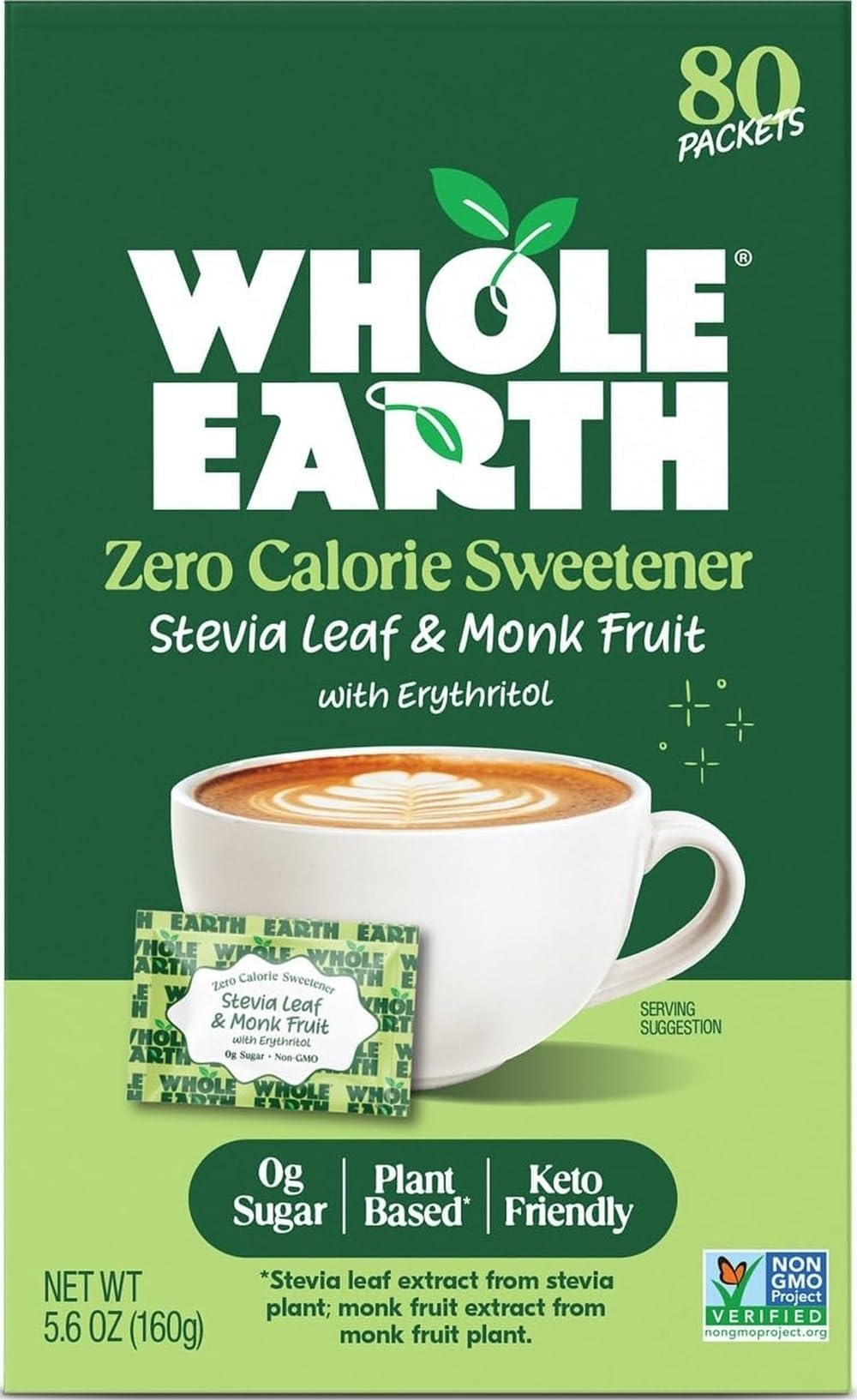 Sweetener Co. NATURE SWEET Stevia & Monk Fruit Sweetener, Erythritol Sweetener, Sweet Leaf Stevia Packets, Sugar Substitute, Natural Sweetener, 80 Count