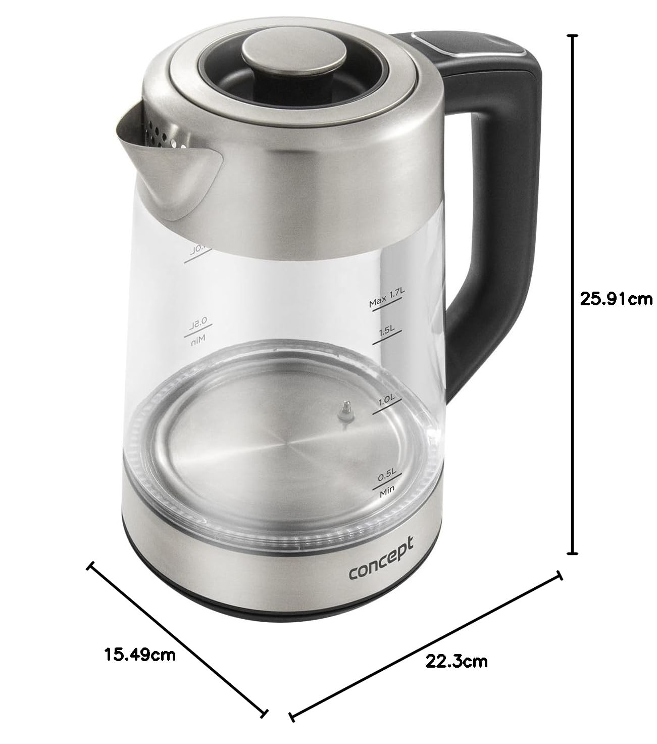 Concept RK4190 Hervidor eléctrico de vidrio con control de temperatura y filtro cafetera/té, Capacidad 1.7L