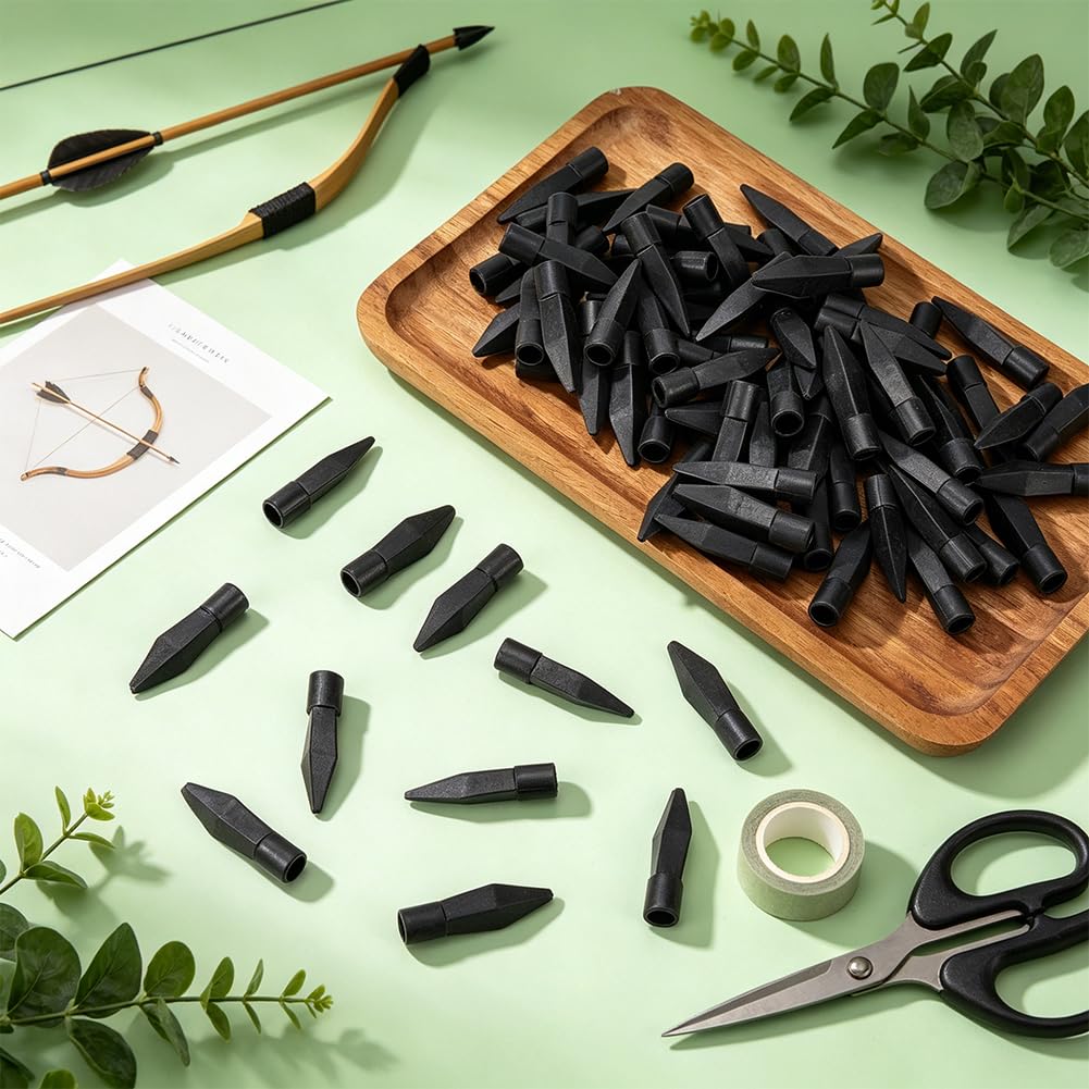 BENECREAT 80pcs Pointes de Flèche en Caoutchouc Souple Noir, Pointes de Flèche Sécuritaires à Coller pour Débutants en Pratique de Tir à l'arc Intérieur Extérieur, Diamètre Intérieur: 8mm
