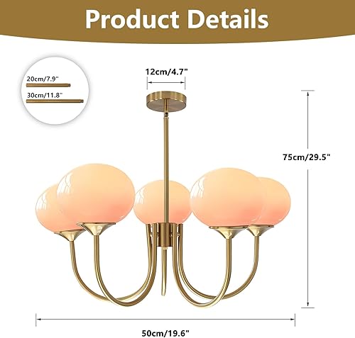 Miniatura 2 de BOKT Candelabro Sputnik de 5 luces de globo dorado moderno de cristal rosa Sputnik luces colgantes de isla de cocina de mediados de siglo vintage