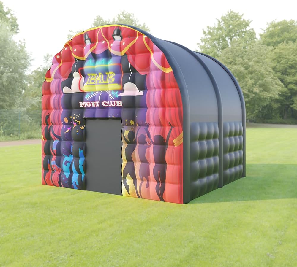 Large 15x15x14FT Black Inkjet Inflatable Tent with Built-in Blower – Perfect Square Gazebo for Outdoor Events, Parties, Shows & Commercial Use