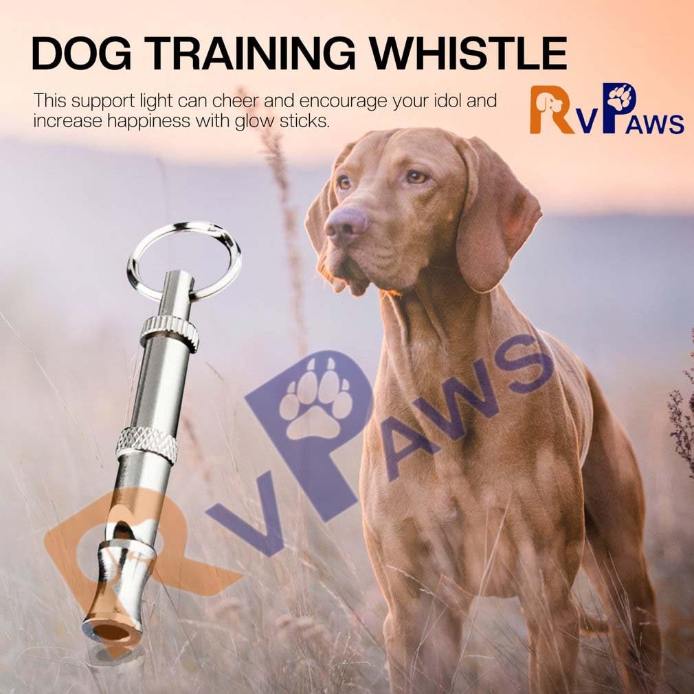 RvPaws 2-Tone Flute Stop Barking Ultrasonic Sound Repeller I Cat Training eychain Dog Whistle I Silver I 1-PCS 2