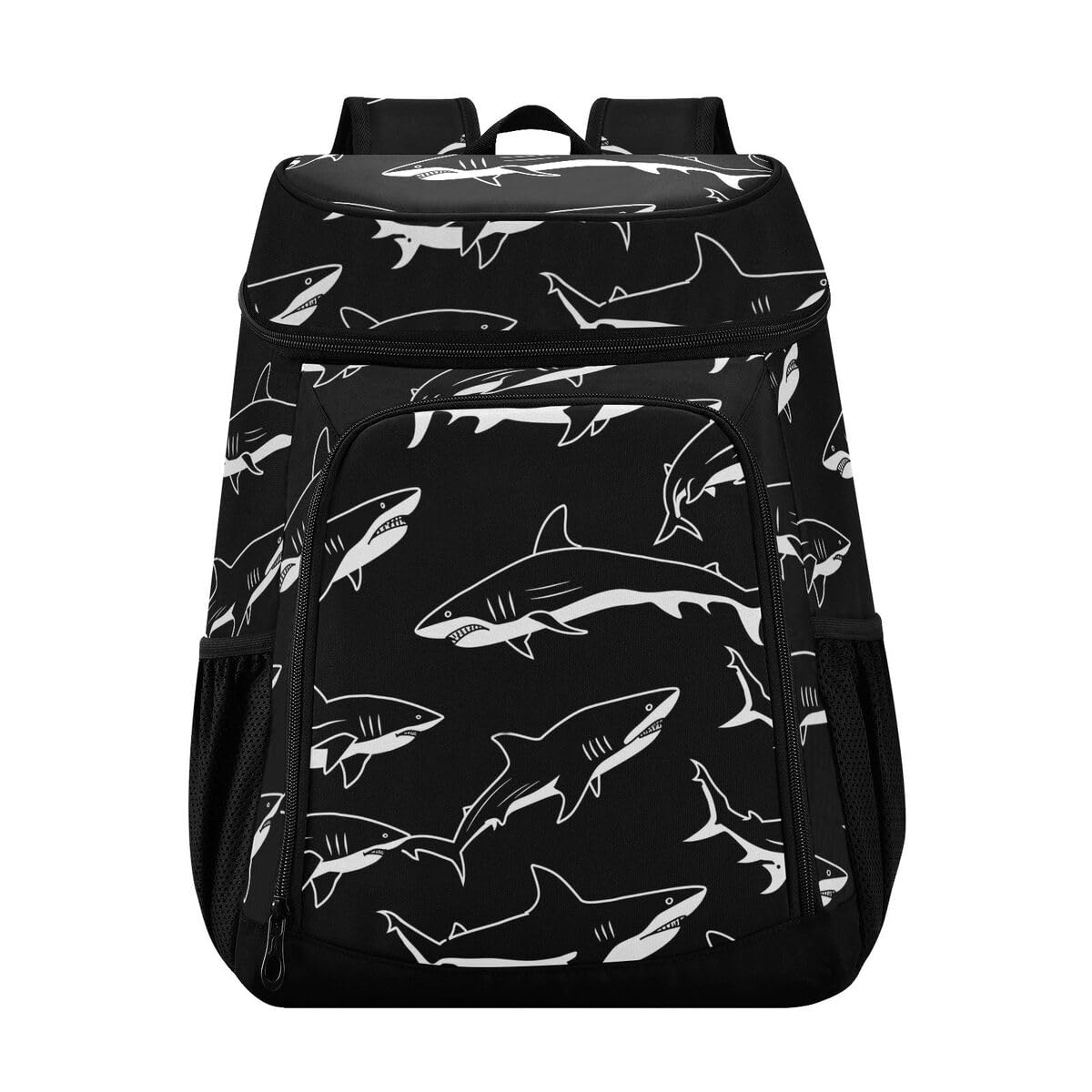 Black Sharks Cooler Backpack Leakproof Insulated Lunch Cooler Bag 30 Cans Camping Backpacks for Hiking Beach Camping