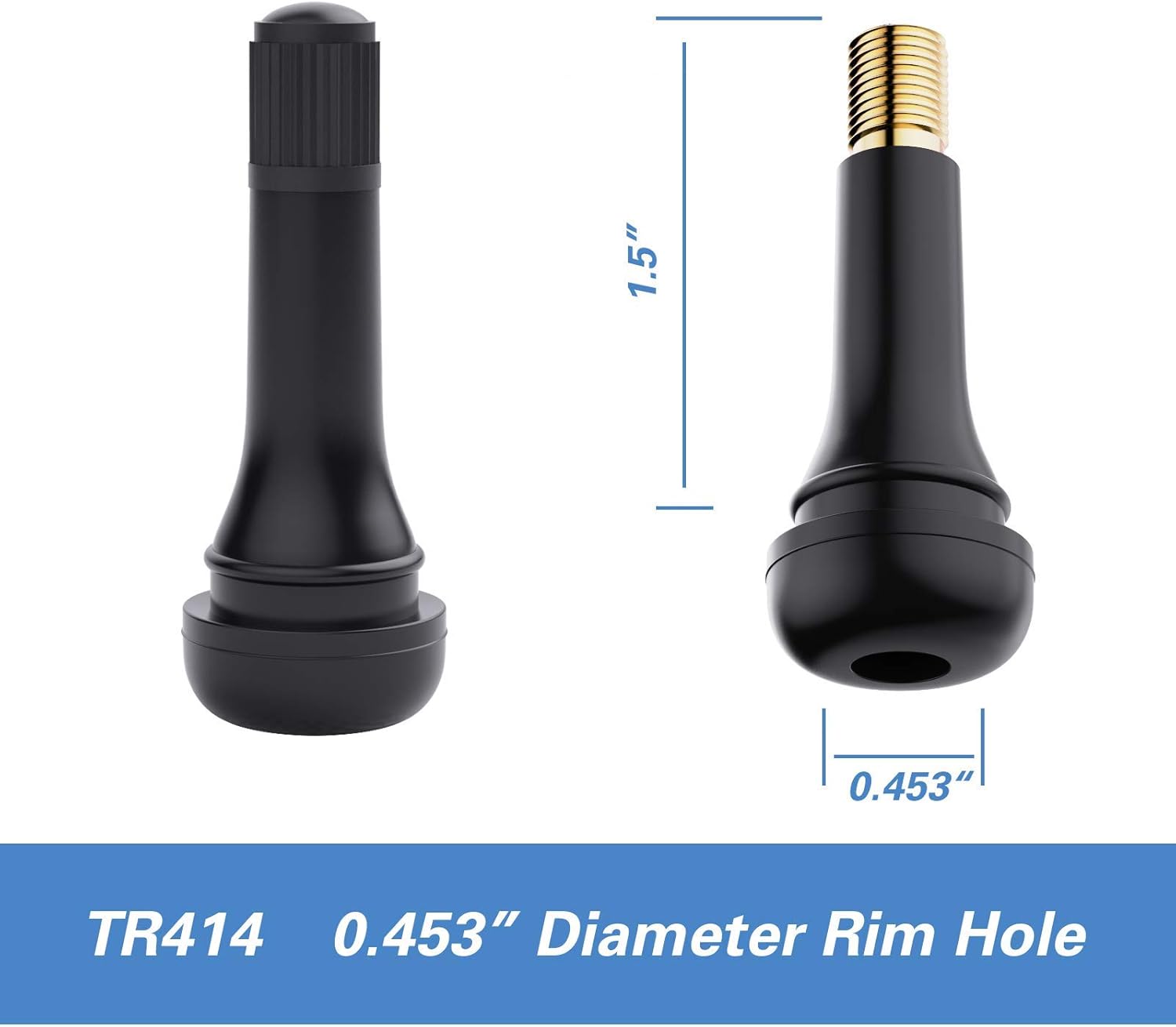 CKAuto TR414 Rubber Snap-in Tire Valve Stem (100pcs/bag)
