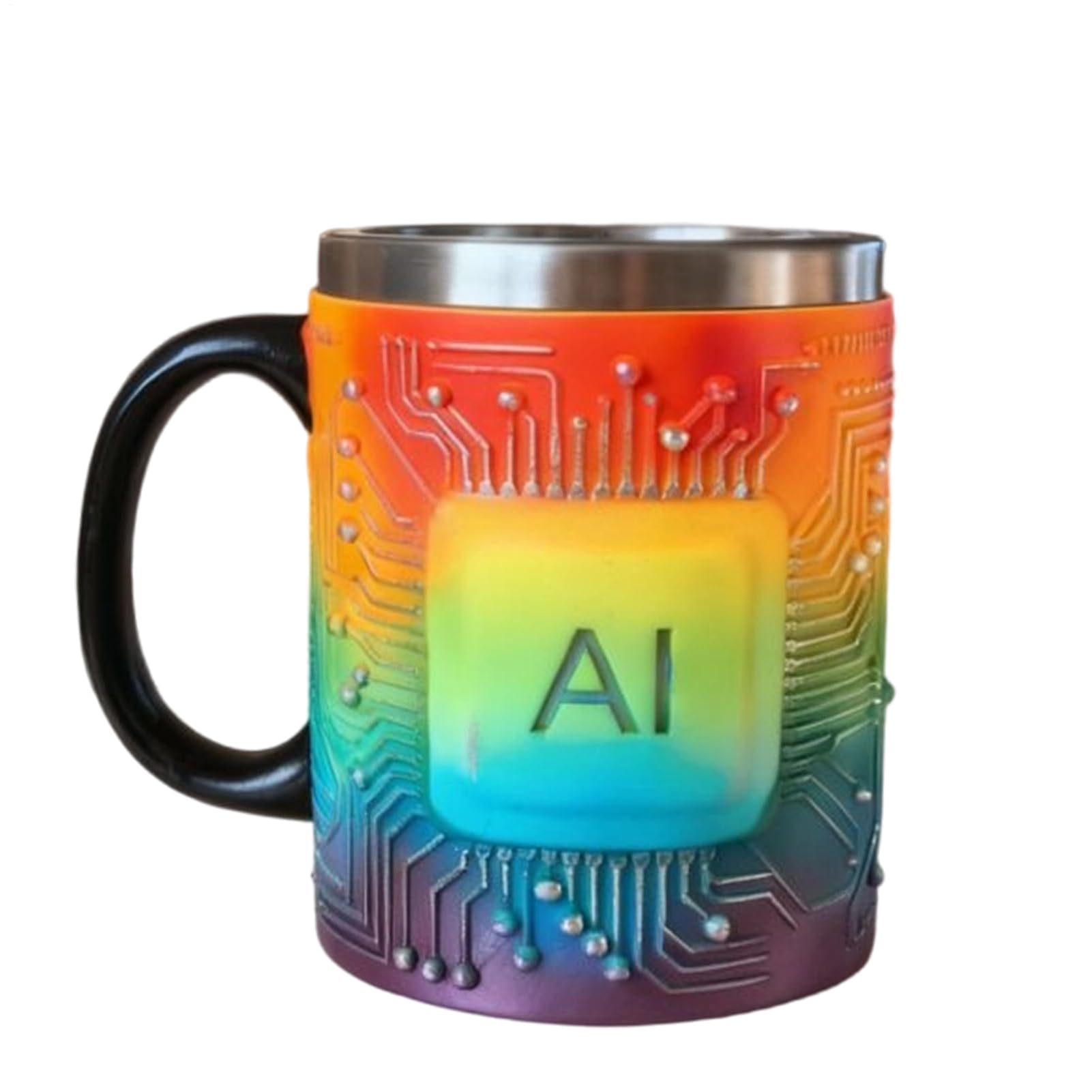 Taza para hombres con diseño tecnológico de café para camping y casa