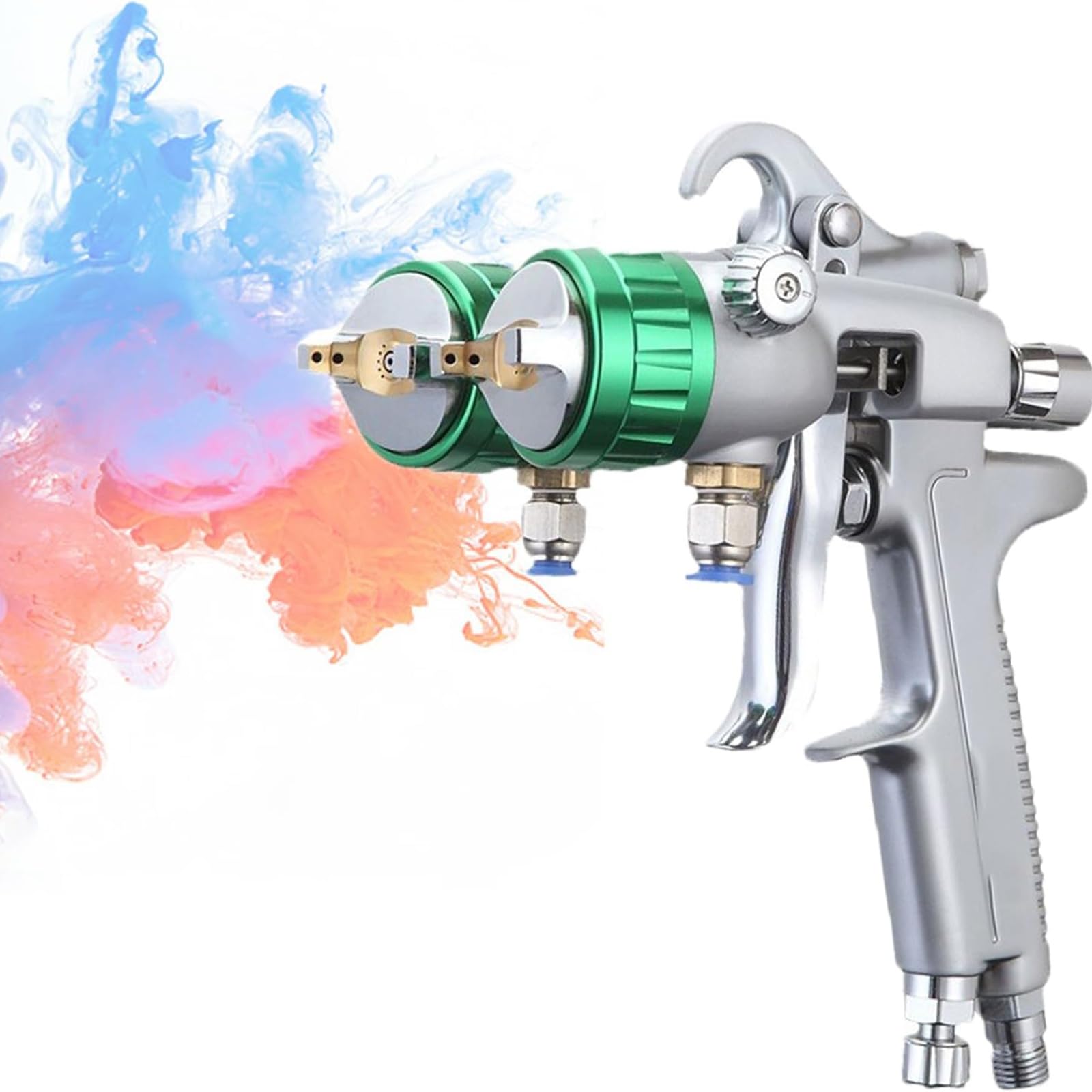Pulverizador de pintura neumático, pistola de pulverización de doble boquilla con boquilla de 1,3 mm, alta presión para acabados suaves en proyectos mecánicos y electrónicos