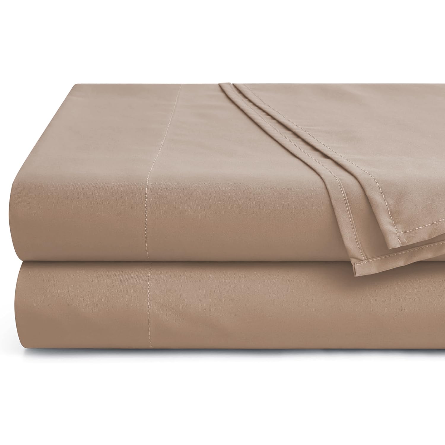 Hafaa Flat Sheet 100% Egyptian Cotton Bed Sheets 200 Thread Count Super Soft & Breathable Hotel Quality Bed Sheet - Wrinkle & Shrinkage Resistant (Beige, Double 2 Pack) — image 1