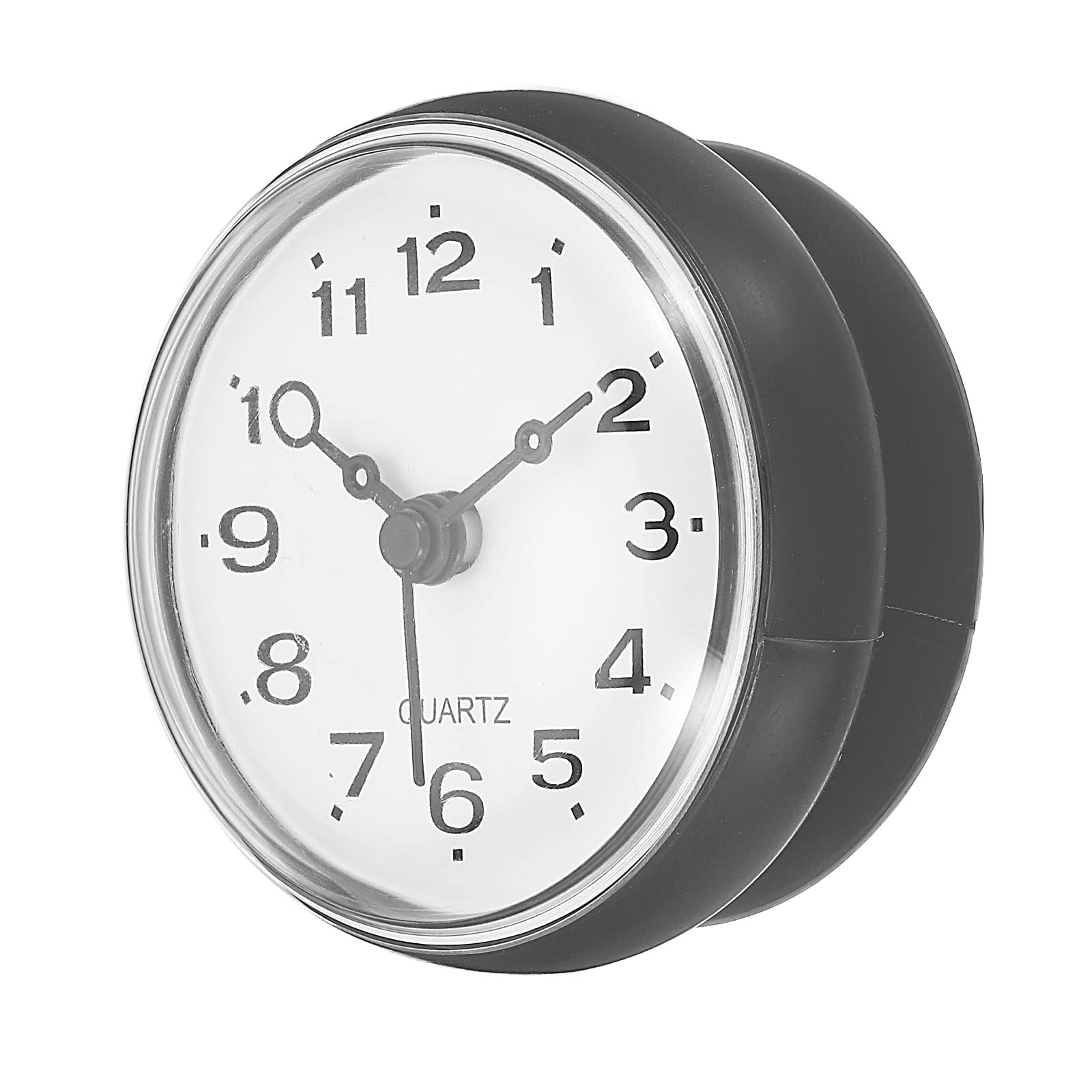 PATIKIL wasserdicht Badzimmer Uhr Mini runde Wanduhr mit Saugnapf für Dusche Küche Haus Büro Dekoration dunkelgrau