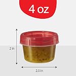 PLASTICPRO 6 Pack Twist Cap Conteneurs de stockage alimentaire avec vis rouge sur le couvercle- 4 oz Contenants de préparation de repas réutilisables - Petits contenants de congélateur Micro-ondes en plastique rouge sans danger