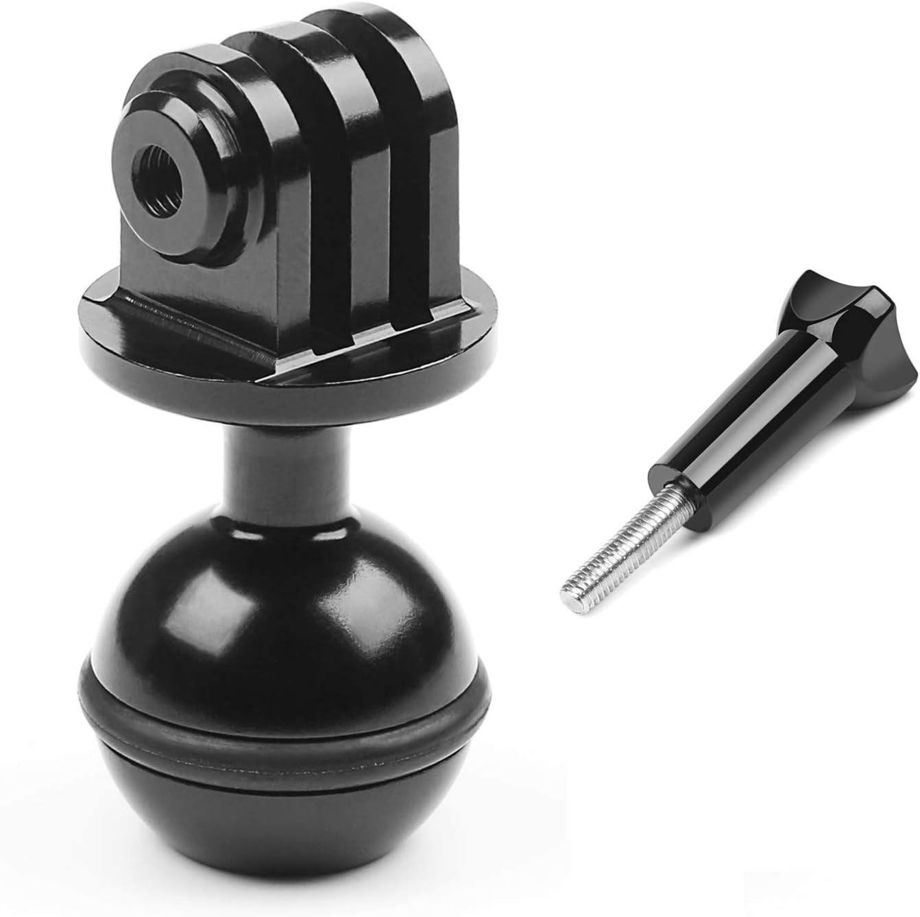 D&F 1'' Diameter Ball Mount CNC Alloy Tripod Head Adapter with 3/8'' Screw Hole for Action Camera