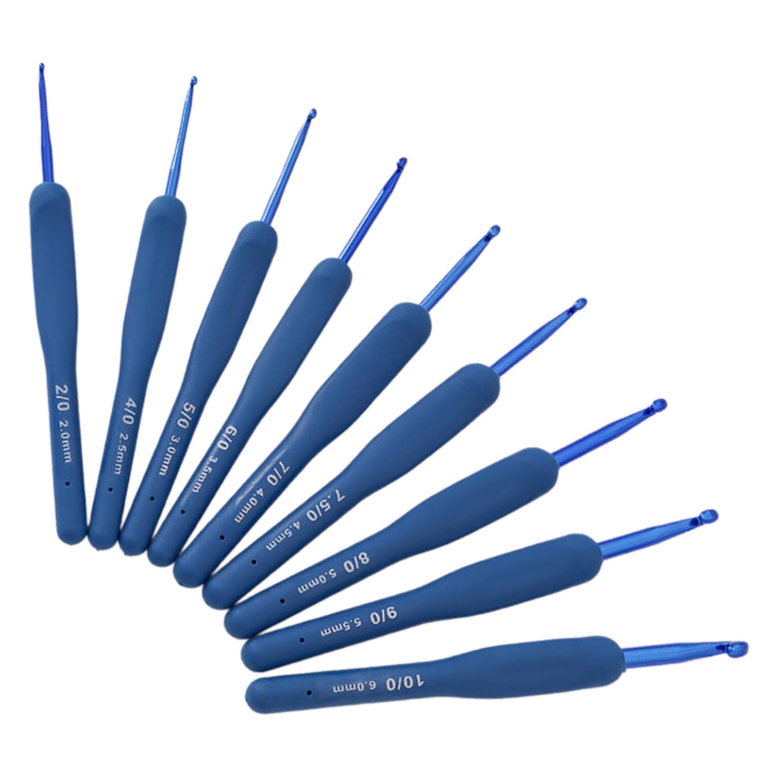 9Pcs Ergonomic Handle Crochet Hook, 2MM-6MM Ergonomic Crochet Needle Long Handle Hook for Beginner Hobbyist