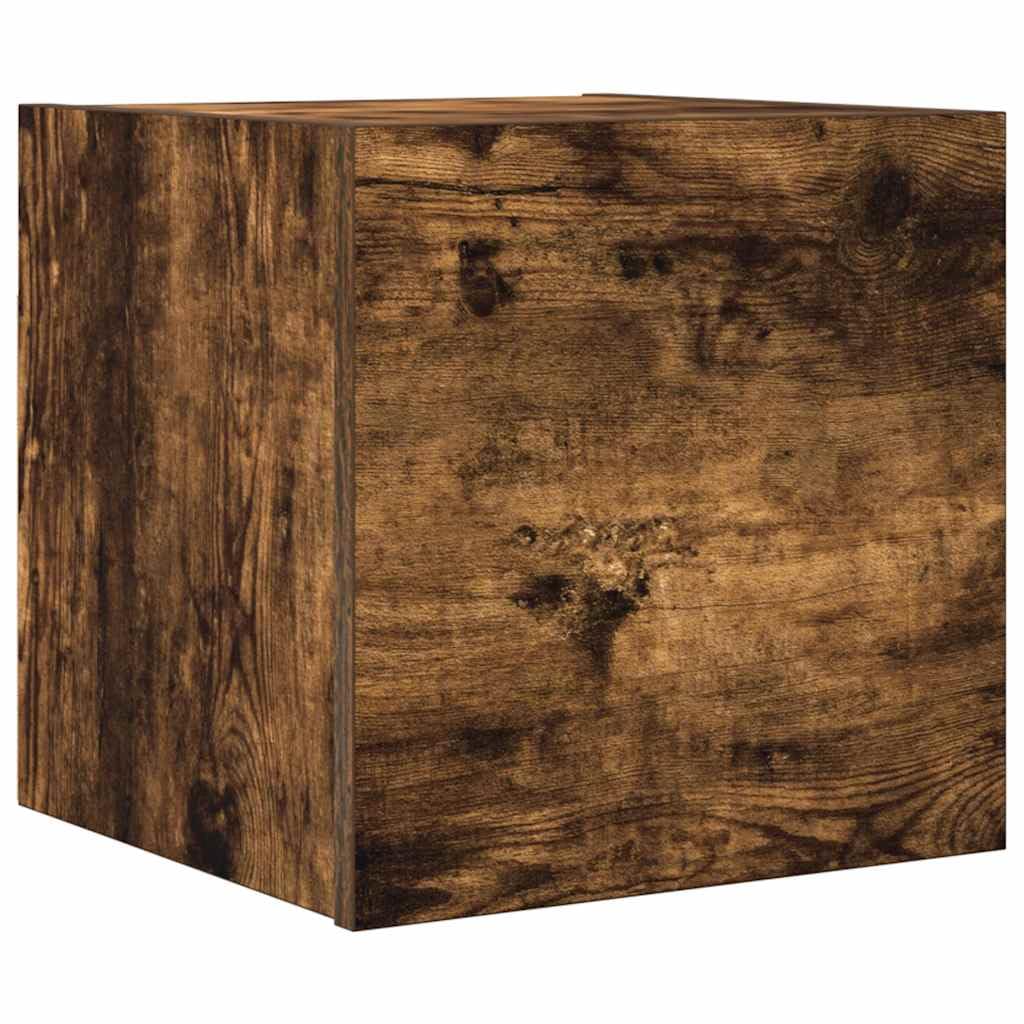 Mobile da parete per TV in legno di rovere affumicato, 30,5 x 30 x 30 cm, mobile sospeso, moderno, per soggiorno e multimediale