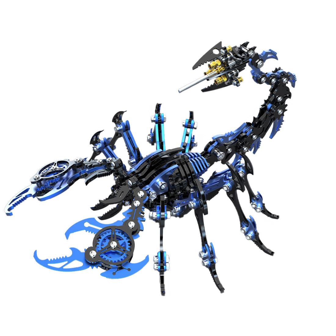Palapozzy 3D Metal Mechanical Scorpion Model Kit, Steampunk DIY Scorpion Puzzles Assembly Creative Ornament, Gift for Collectors (200+PCS/Blue Black)