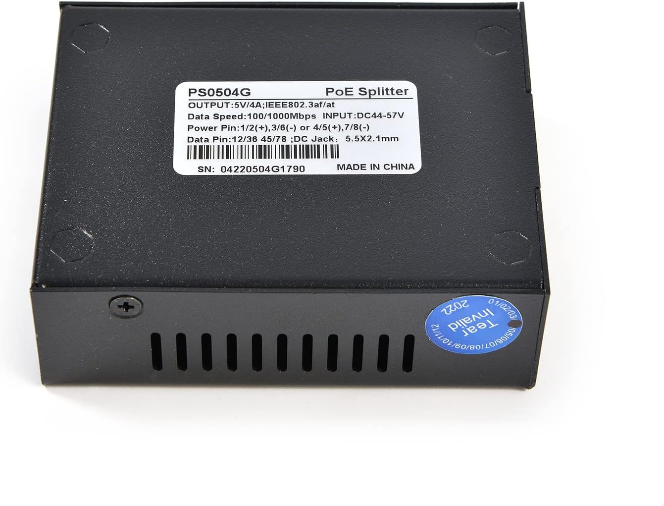 Gigabit POE Splitter 5V 4A POE to 5.5x2.1mm DC and RJ45 Adapter Splitter IEEE 802.3af/at Standard Compliant 10,100,1000Mbps Power Over Ethernet Splitter Adapter for PTZ IP Cameras