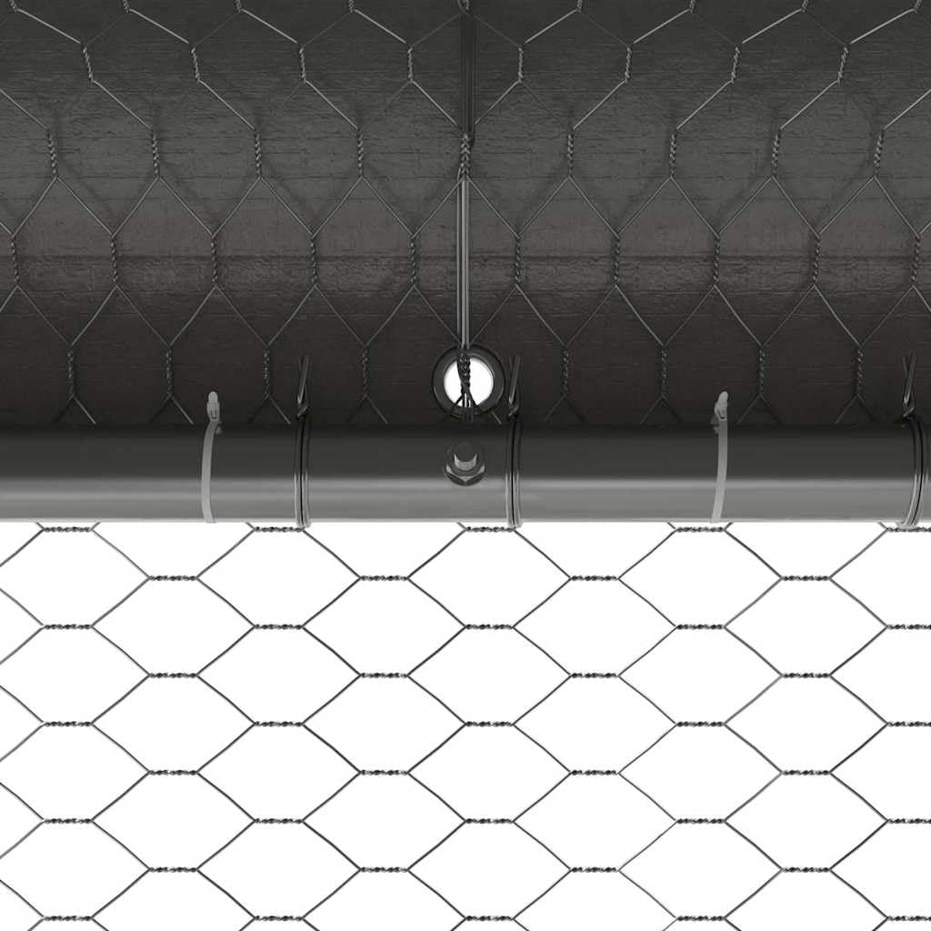 Hühnerkäfig Freilaufgehege Silber 400 x 200 x 198.5 cm Verzinkter Stahl 2 Türen