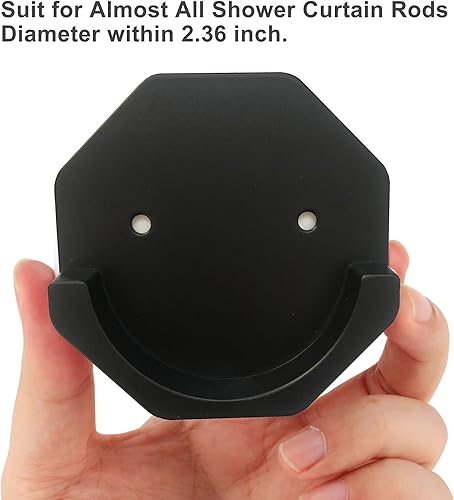 Miniatura 6 de Soporte para cortina de ducha, paquete de 2 soportes adhesivos para colgar en la pared, soportes de barra de tensión para colgar cortinas de baño