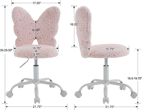 Miniatura 10 de DM Furniture Linda silla mullida para niños, cómoda silla de escritorio de estudio, silla de trabajo para computadora, silla giratoria de piel