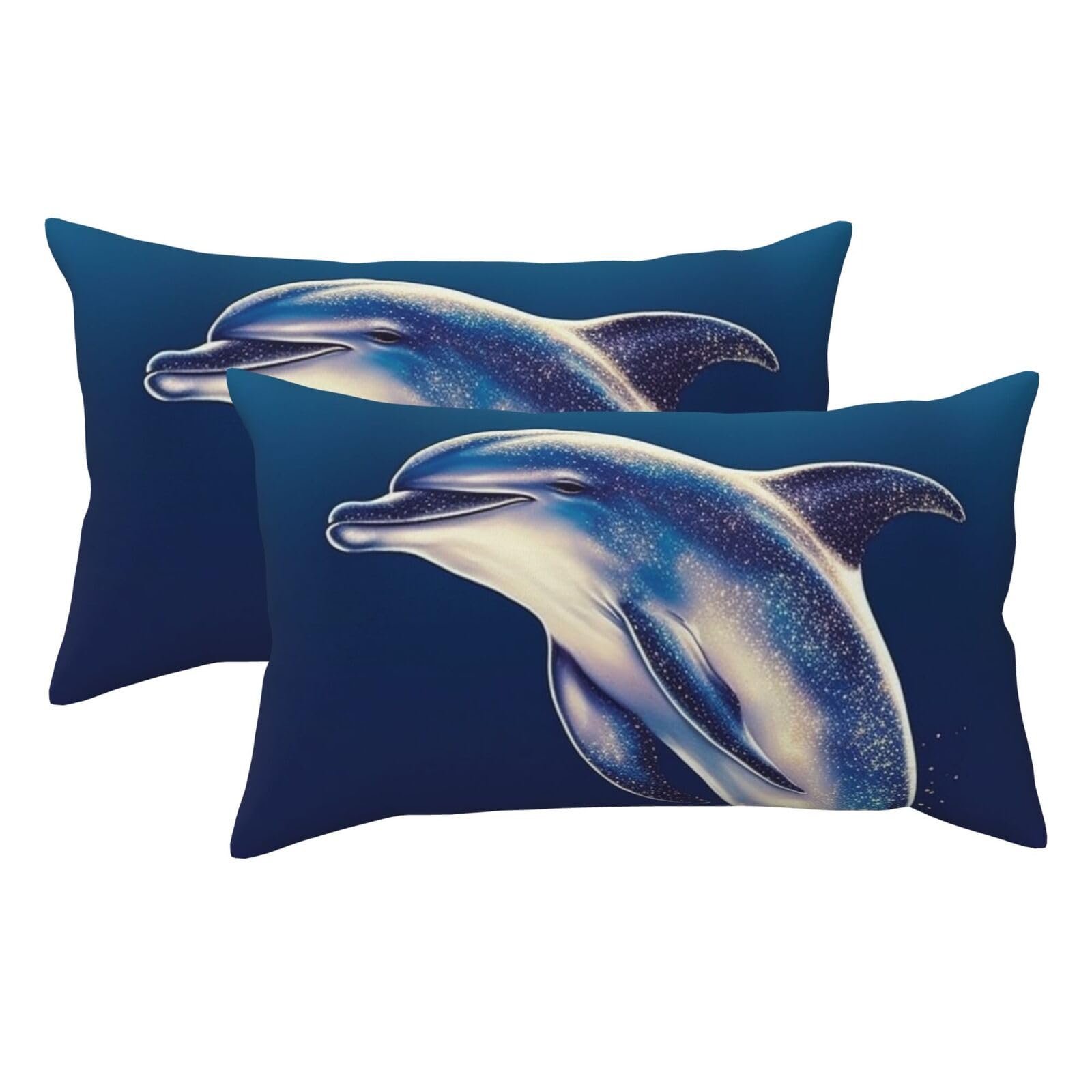 2 Pack King Pillow Cases with Hidden Zipper, Soft Breathable Pillow Covers for Hair and Skin, Glitter Dolphin Pillowcases 20"x36" Bed Pillow Protectors Cover for Sleeping Gifts