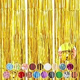 🎉【Extensive Nutzung】Die schönen Gold lametta vorhang können im Wohnzimmer, Schlafzimmer, Klassenzimmer,Auditorium,Büro,im Freien und an jedem Ort aufgehängt werden,den Sie mögen.babyparty deko mit goldene Fransen luftschlangen backdrop.Gold backdrop wird ausgezeichnete glückliche Geburtstagsdeko für Frauen Männer Jungen mädchen geburtstagsdeko graduation deko party zubehör.Hängende gold deko luftschlangen,damit jeder Ihre Liebe fühlen kann.