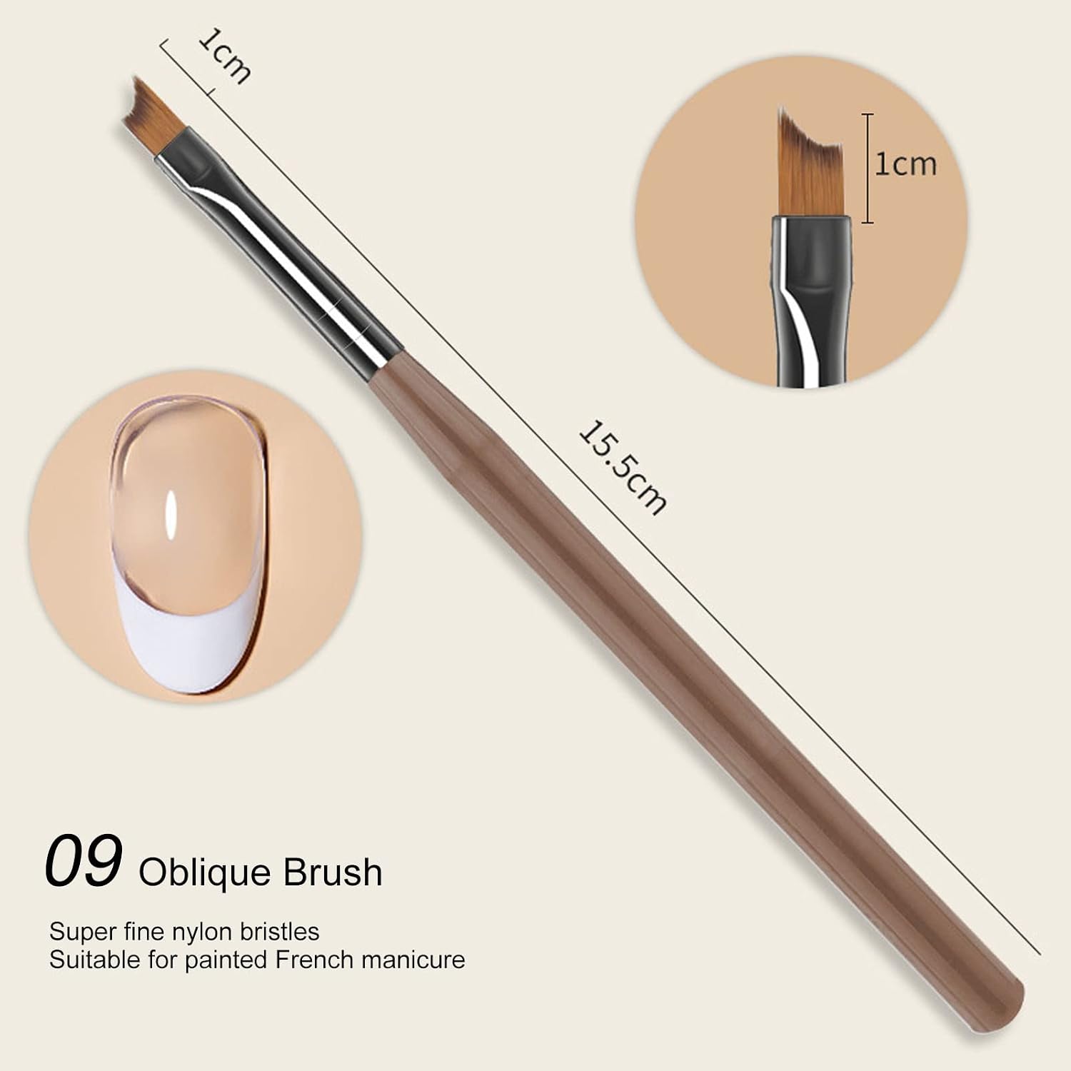 Nail Polish Brush, Nail Art Brush Liner Brush For Nails Brush Set, Nail Art Brush Set Nail Design Tools, Nail Art Design Brushes For Gel Polish(09 Oblique Brush)