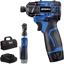 ACDelco G12 Series 12V Cordless Power Tool Combo Kit 1/4" Hex Brushless Impact Driver 170 Nm & 3/8" Ratchet Wrench 45 Ft-lbs with 2.0Ah Li-ion Battery and Intelligent Fast Charger - ARI12185-K1