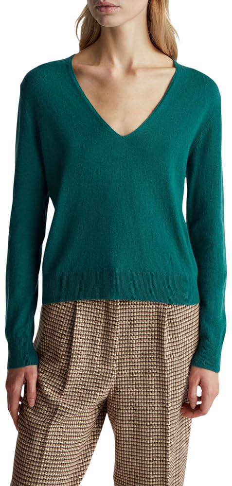 United Colors of Benetton V Neck Jersey M/L, Green, M