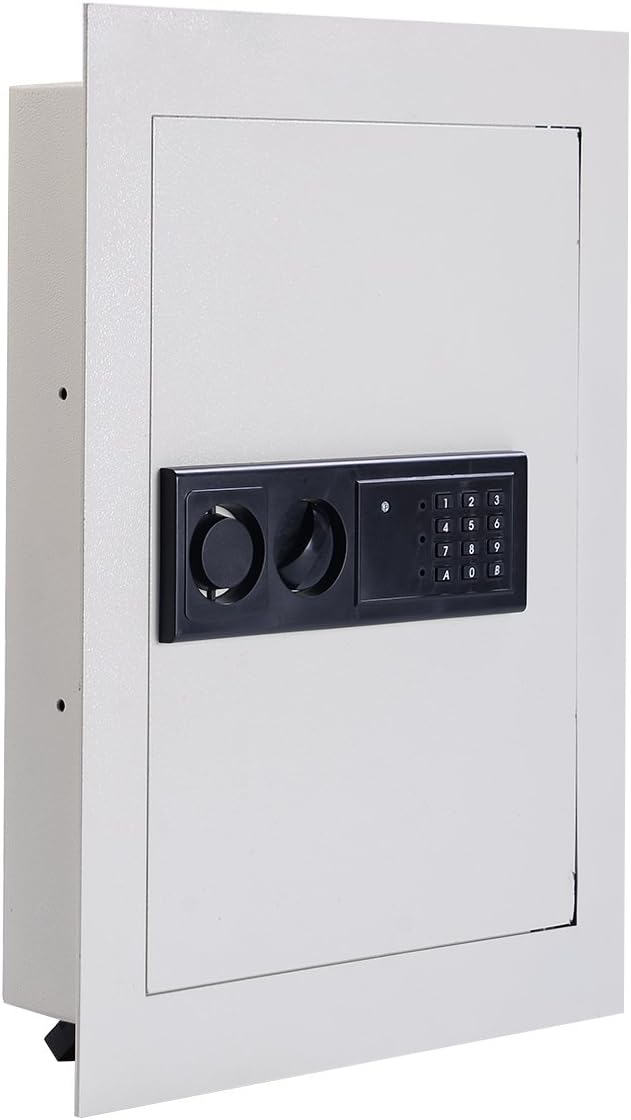 PROSPERLY U.S.Product 0.8CF Digital Flat Recessed Wall Safe Home Security Lock Gun Cash Box Electronic