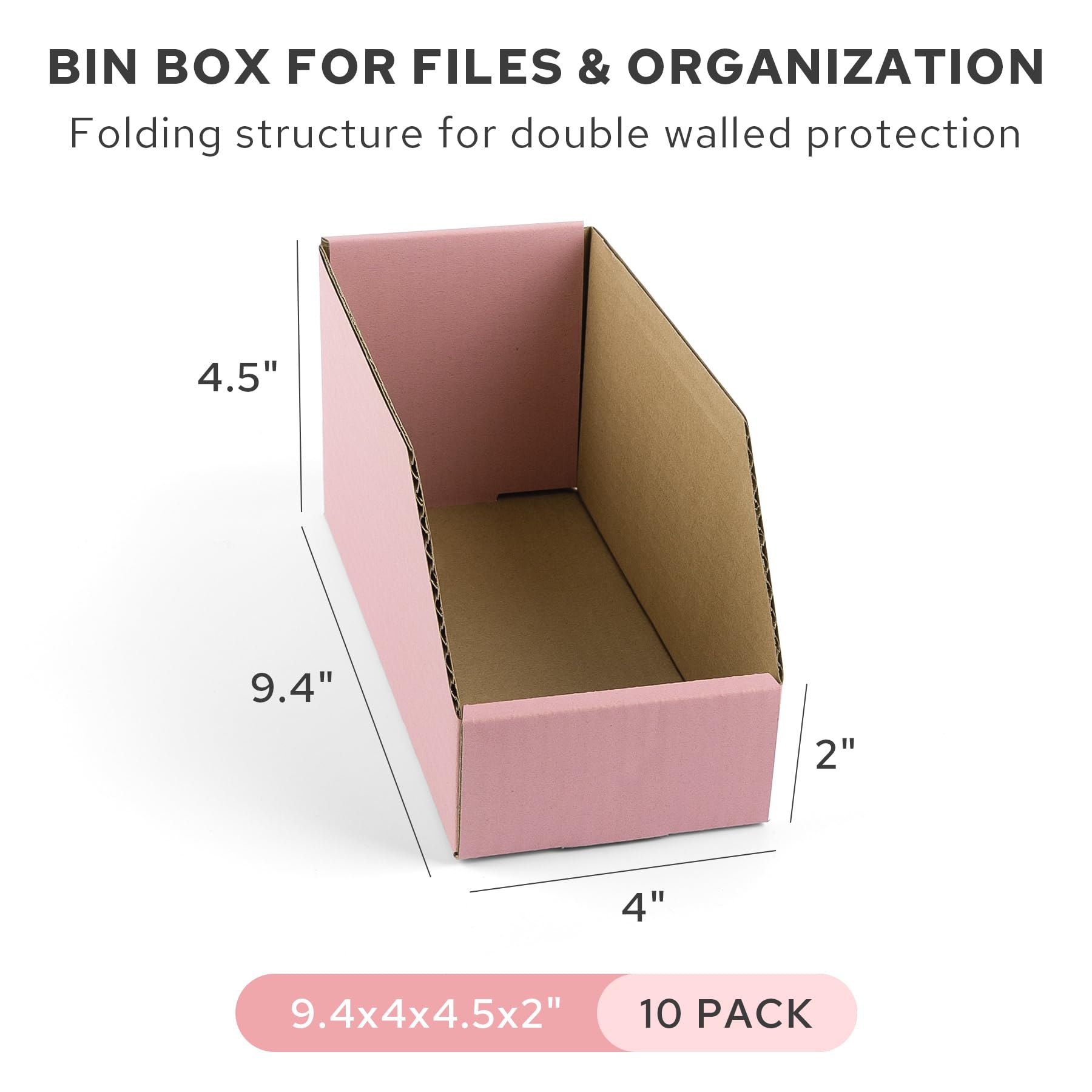 Golden State Art, Contenedores de almacenamiento de cartón corrugado de 9 x 4 x 5 pies, paquete de 10 cajas de basura corrugadas con parte superior abierta para estantes, garaje, oficina, almacén