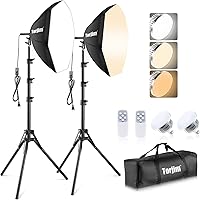 Torjim 20x20 Softbox Lighting Kit with 85W 3000-7500K Adjustable Bulbs - Studio Lights for Photography, Video, Streaming, Portraits