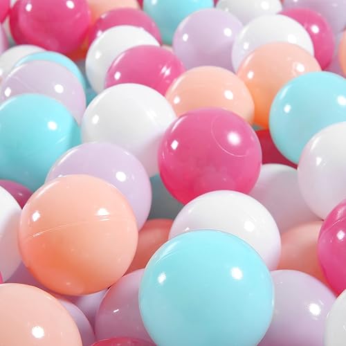 Miniatura 4 de GOGOSO 100 bolas de plástico suave color rosa, sin ftalatos, sin BPA, pelotas de juego para piscina, fiesta de cumpleaños, niñas y niños con bolsa