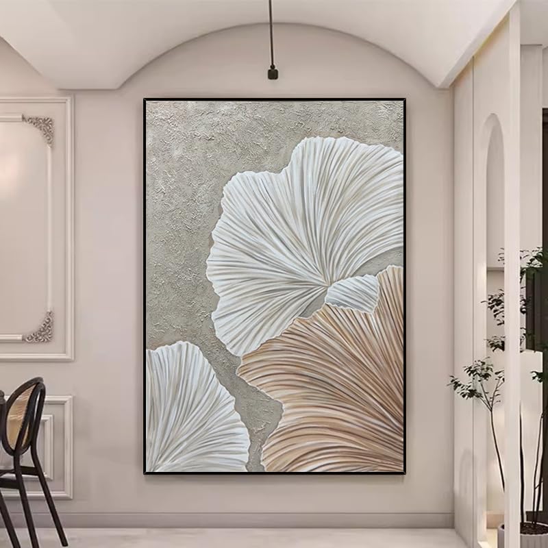 Feuilles de ginkgo peintes à la main pour tableau moderne de salon élégant