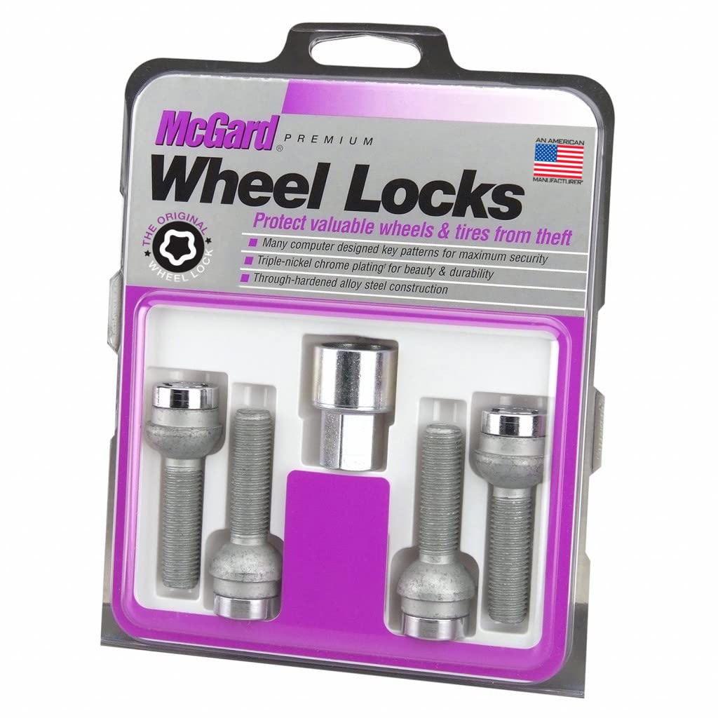 McGard Wheel Lock Bolt Set for Audi A7 Quattro 2012-2019 | 4 Pack | Radius Seat | M14 x 1.5 | 17mm Hex | 26.7mm Shank Length | Chrome