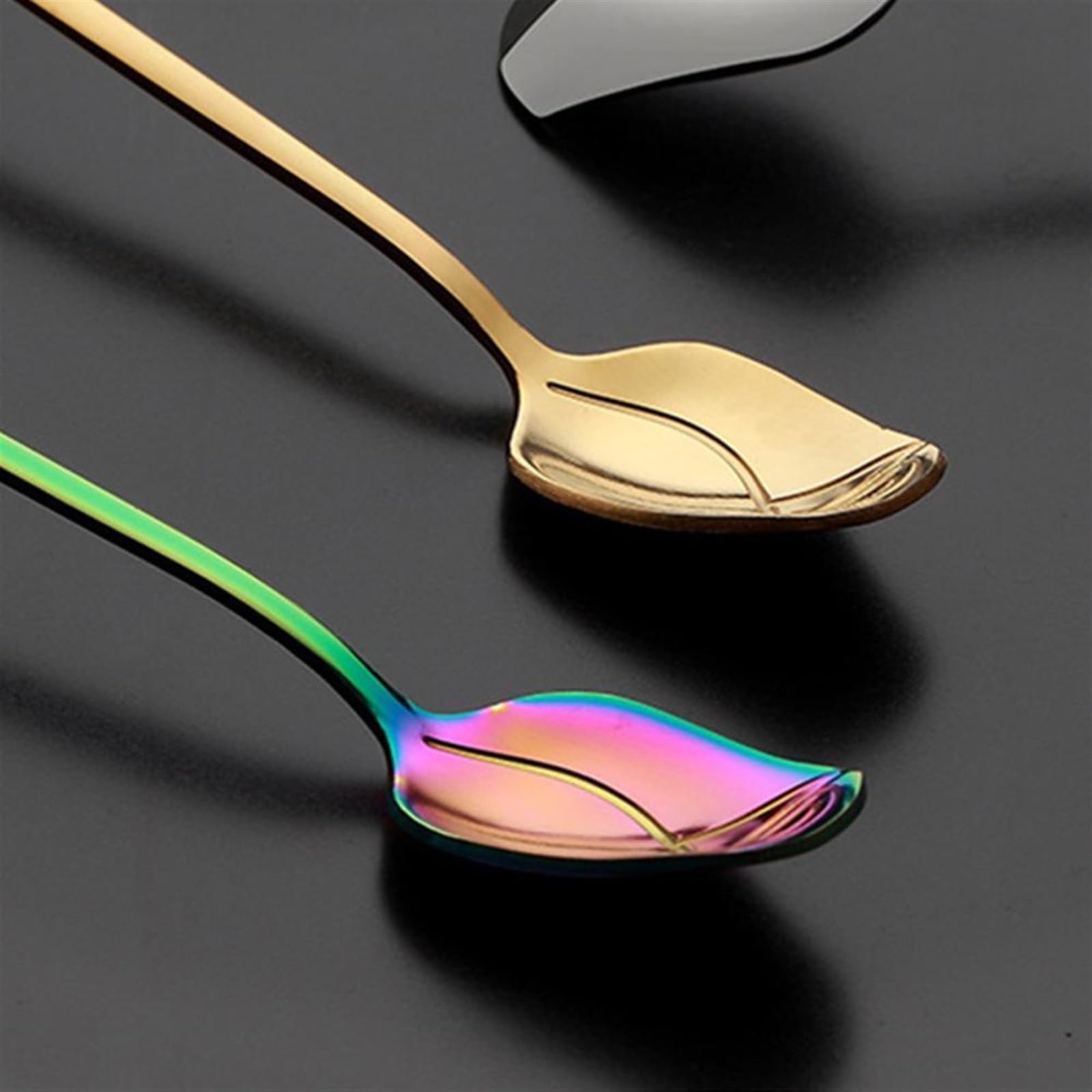 JINGYAN Cuillères à café Long Handle Coffee Spoon Dessert Ice Cream Tableware(Silver)