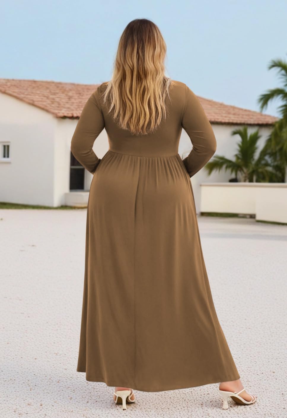 Nemidor Plus Size Maxi Dress for Curvy Women Fall Casual Loose Long Sleeve Dresses with Pocket 14-26 - Image 4